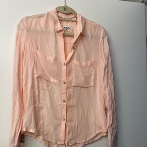 Holding Horses Peach Button-Up Blouse
